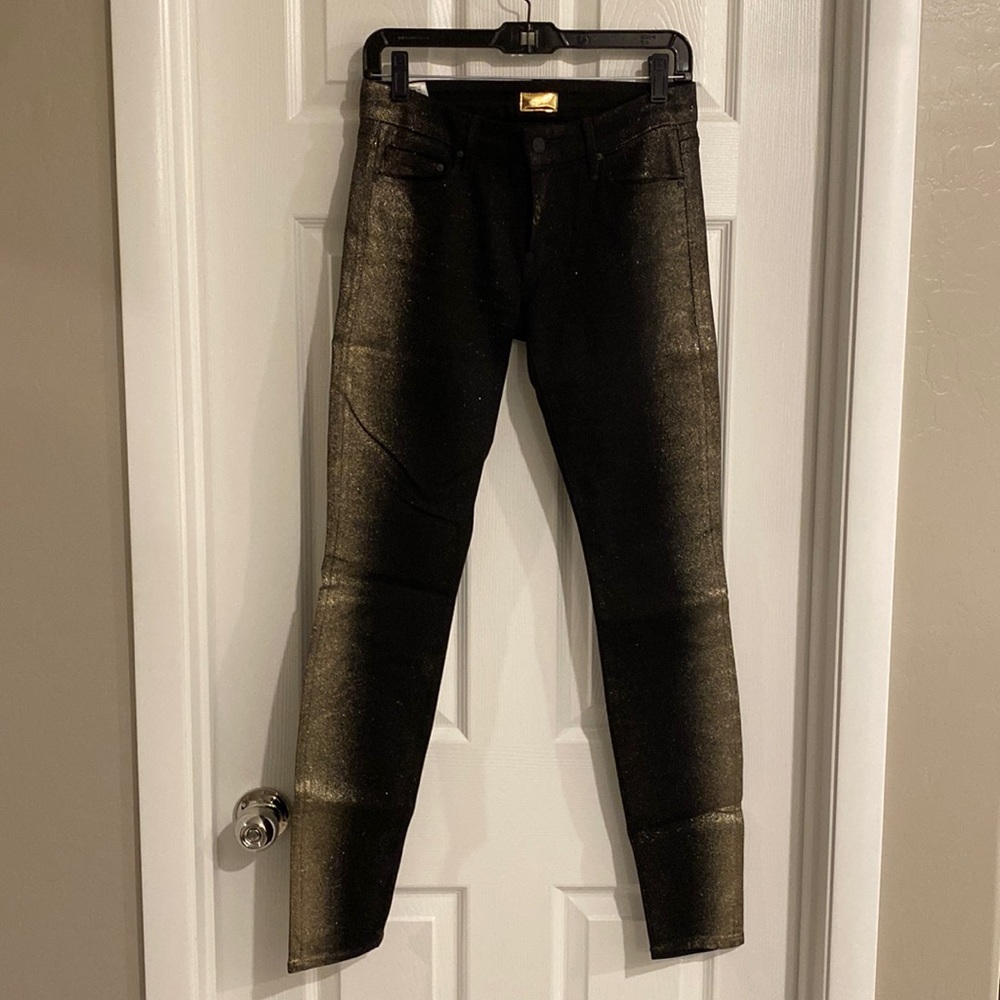 MOTHER Black & Gold Jeans